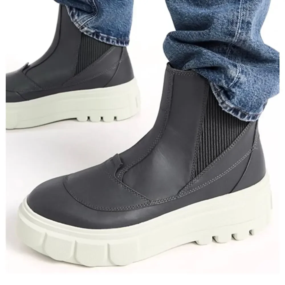 Sorel Black and White Platform Chelsea Ankle Boots
